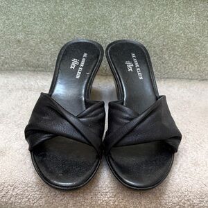 Anne Klein Women’s Black Leather Sandals